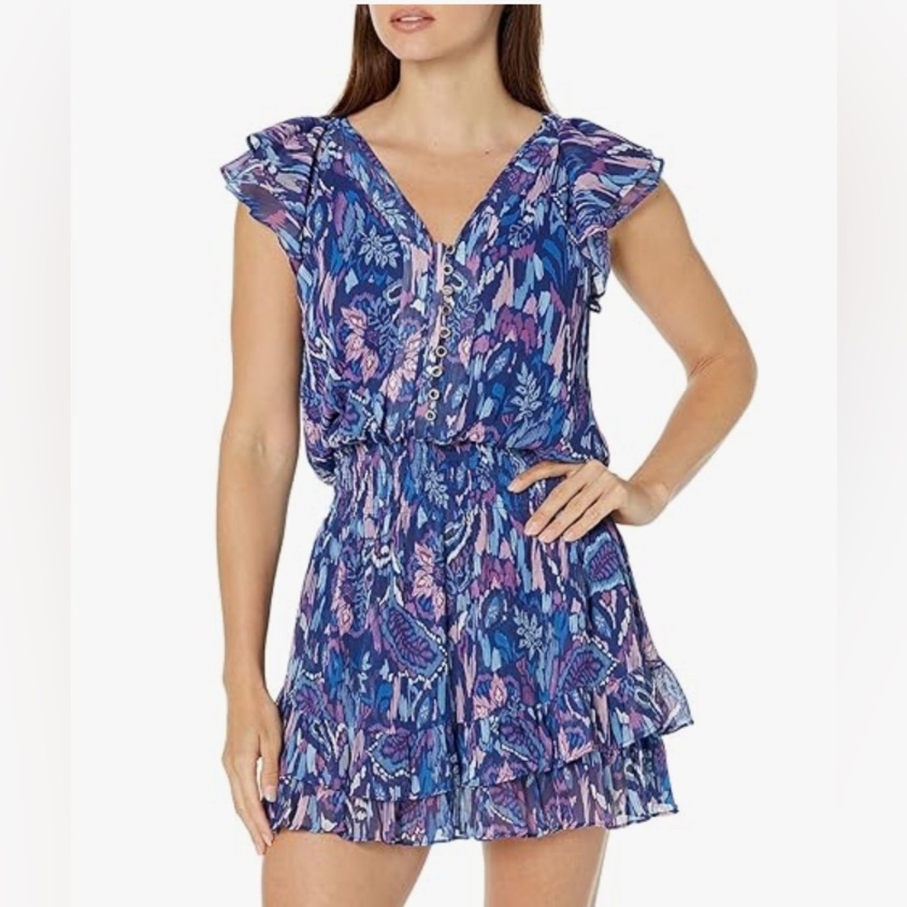 Ramy Brook Lola Blue, Pink, Purple Patterned Dress.